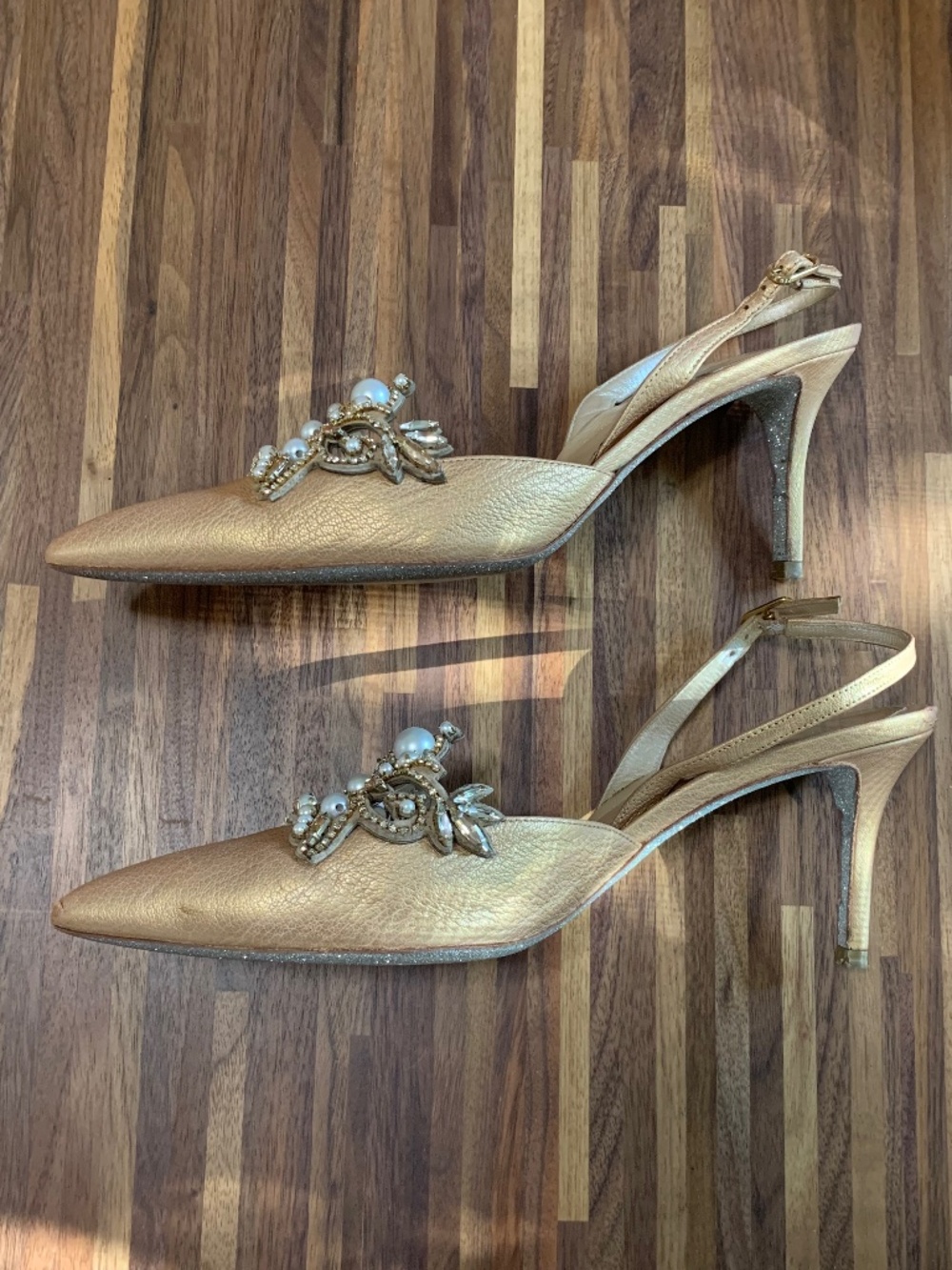 Rene Caovilla Embellished Champagne Heels - Picture 4 of 15